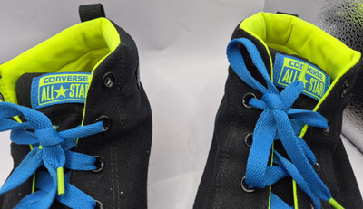 converse chuck taylor allstar sneakers w/black canvas neon green lining Blue lac