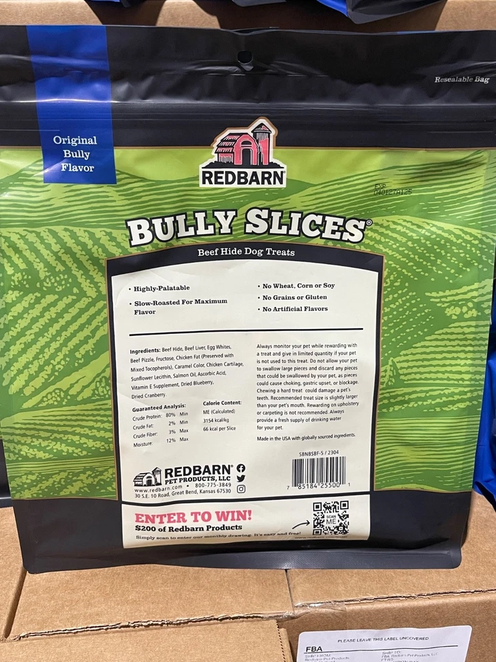6 sacos (9 oz cada) Redbarn Bully Slices carne esconde guloseimas sem grãos para cachorros EXP 4/27 - Imagem 4 de 4