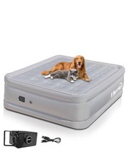 Air Mattress Queen with Built in Wireless Battery Pump, Blow Up Queen-22" Grey