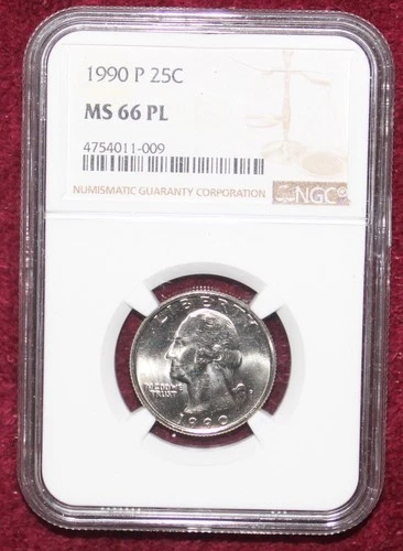 1990 Quarter MS66PL business strike Prooflike NGC