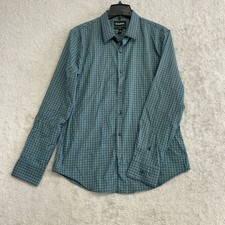 Bonobos Men's L Slim Fit Tech Shirt Checkered Long Sleeve Button-Up N1460