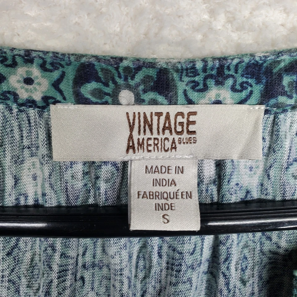 Top Boho Feminino Vintage América Pequeno Azul-petróleo Floral Crochê Festival Hippie - Imagem 4 de 4