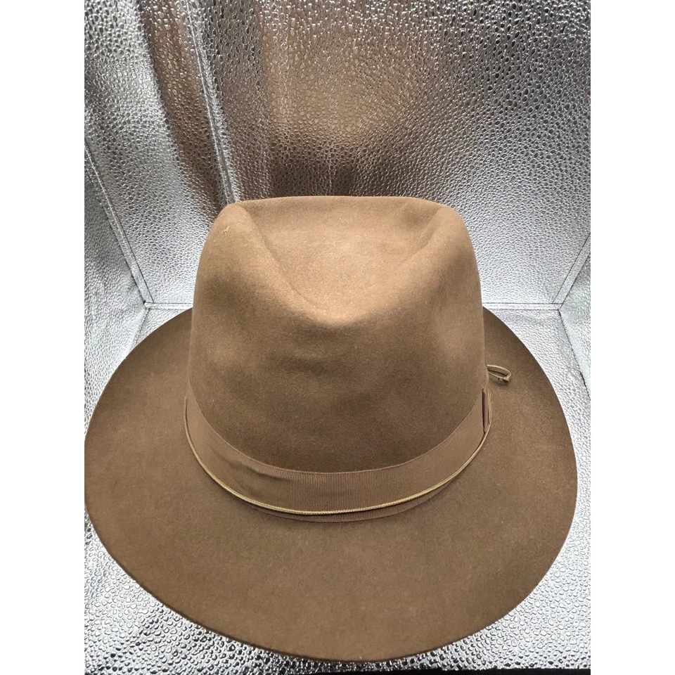 Sombrero Fedora de Lana Borsalino A Carras Atenas Marrón Detalle Cinta Para Hombre Foto 2 de 4