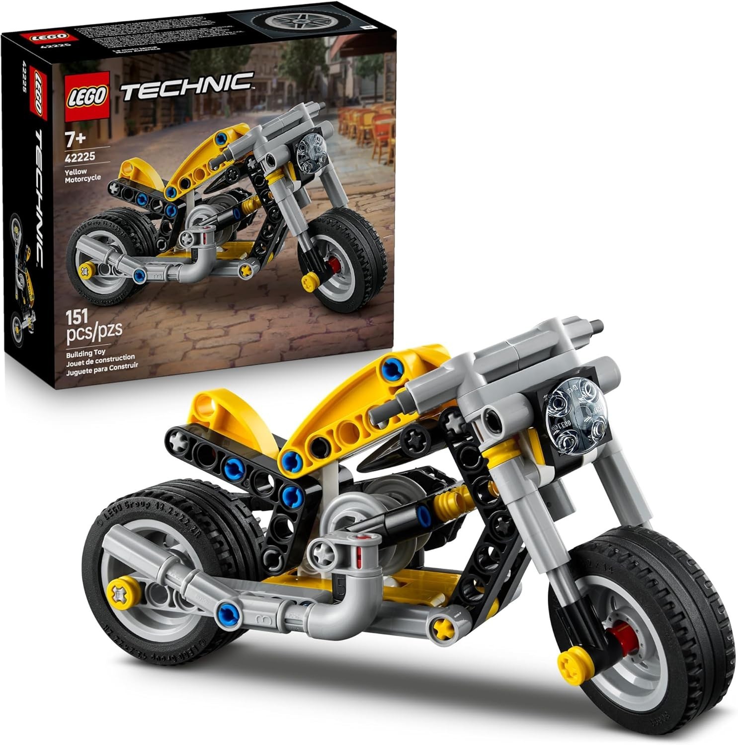 LEGO Technic Yellow Motorcycle Toy - Building Toy for Boys & Girls, Ages 7+ - Mo