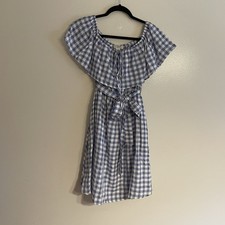 11 1 Tylho Anthropologie Sz M Gingham Ruffle Off The Shoulder Kinsey Dress NWT