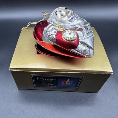 KURT ADLER POLONAISE WIZARD OF OZ TIN MAN WITH HEART CLOCK ORNAMENT AP121 5.5''