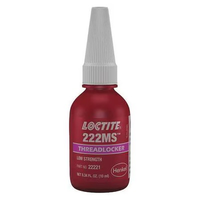 Loctite 135333 Threadlocker, Loctite 222Ms, Purple, Low Strength, Liquid, 10 Ml