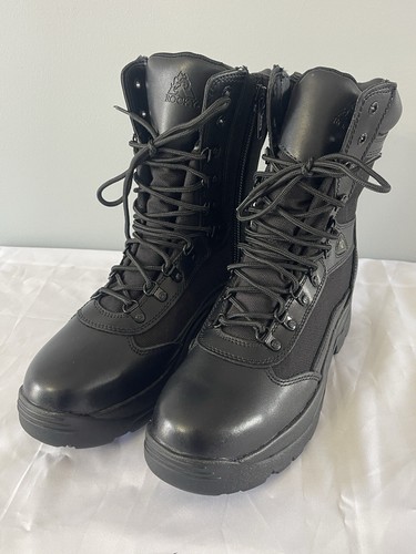 Rocky 8" Fort Hood Waterproof Duty 2149 Men's Boots Black Leather Style SZ 10.5W