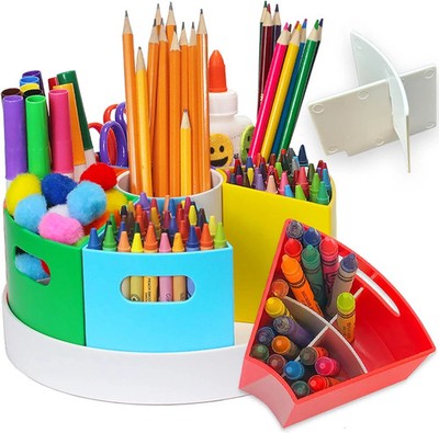 8.6'' Desk Art Supply Organizer for Kids - Compact Rotating Lazy Susan Art Caddy