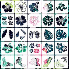 Hibiscus Leaf Stencils Flower Paint Stencil Tropical Leaves Palm Tree Nature Flo