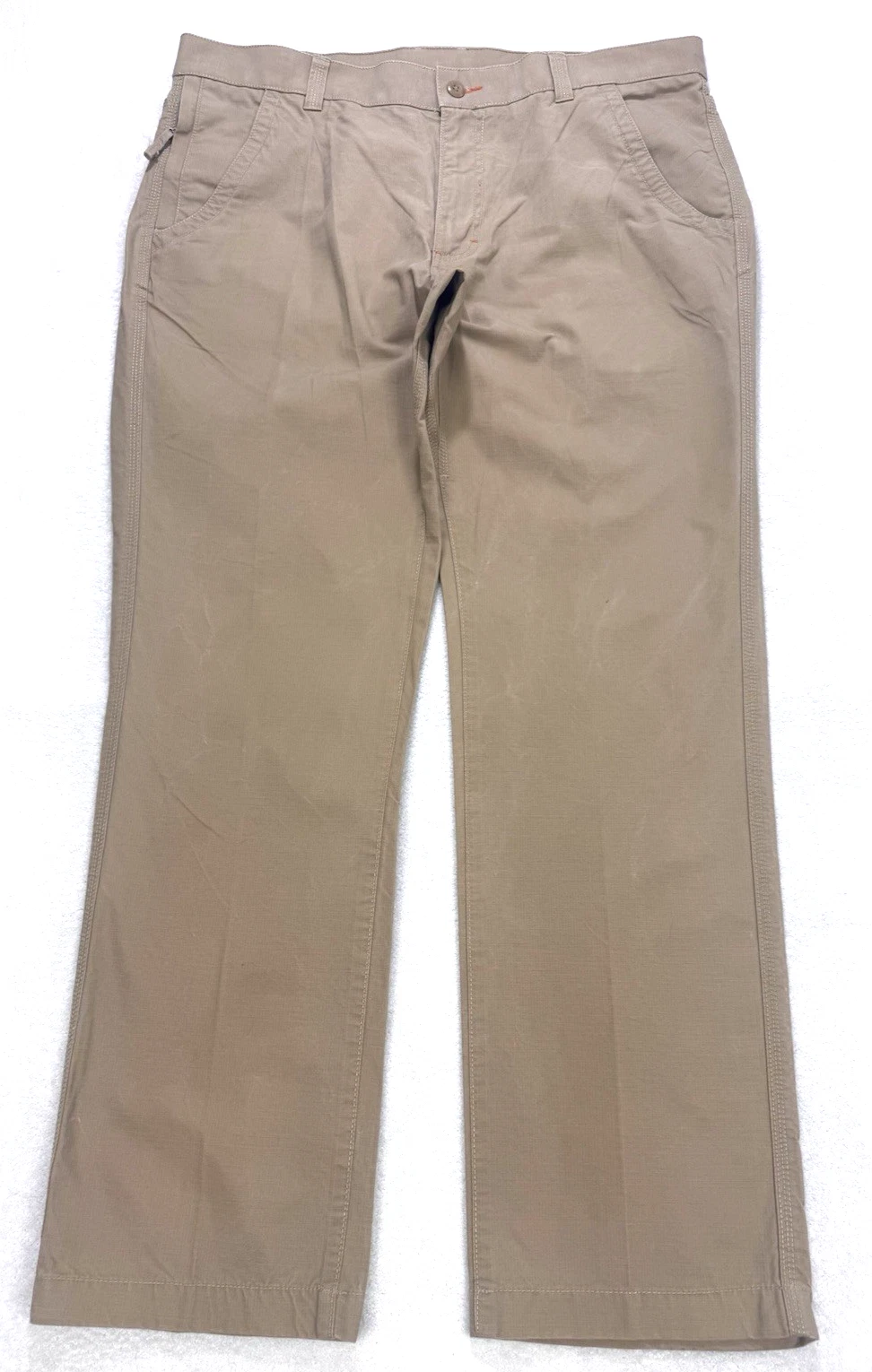 VTG LL Bean Pants Men’s 38x32 Standard Fit Beige Ripstop Hiking Fishing GorpCore