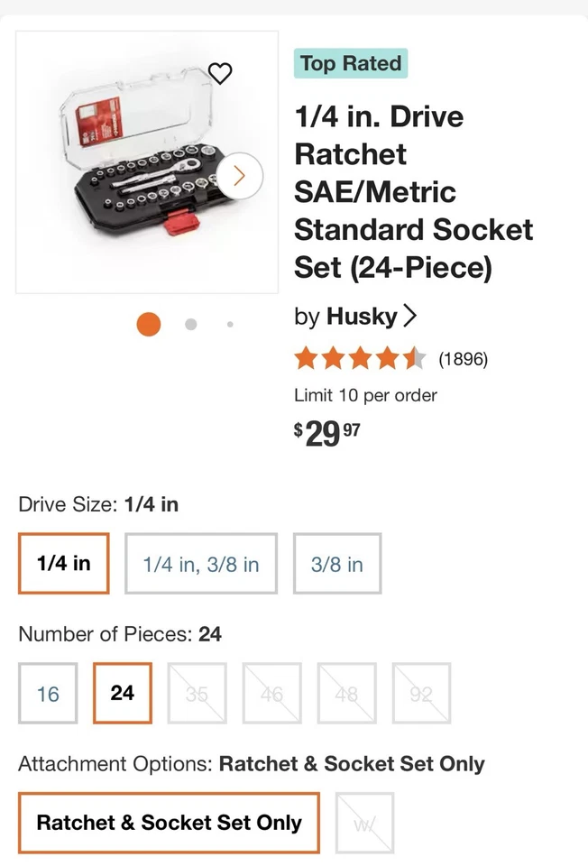 1/4 in. Drive Ratchet SAE/Metric Standard Socket Set (24-Piece) - Image 2 of 2