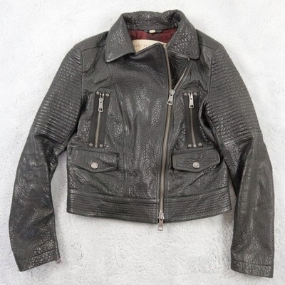 Burberry Lederjacke Damen Gr. 34 Anorak Kurzmantel Perfecto Biker Rider Cropped