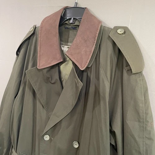 Stafford Trench Coat Mens 42L Olive Green Belted Double Breasted Removable Liner image 2