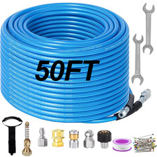 Sewer Jetter Kit for Pressure Washer 50 FT 1/4" M-NPT Drain Cleaner Hose 5800PSI