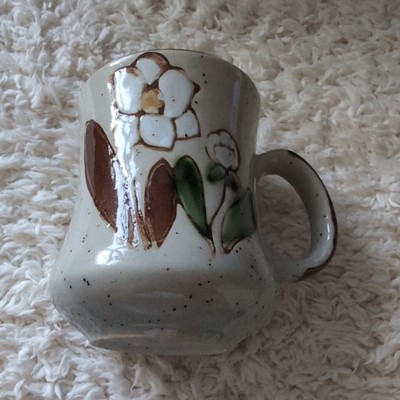 Steingut Vintage 70er Otagiri Stil Kaffee Tee Tasse Becher Korean White Lily