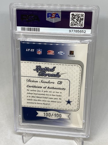 Deion Sanders 2003 Leaf Limited #LT-22 #100/100 G.U. GEM MINT PSA 10 POP 1 - Picture 6 of 9