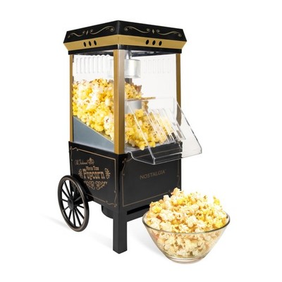 Popcorn Maker Hot Air 12 Cup Oil Free Vintage Cart Wheels Black NHAP501BK6A