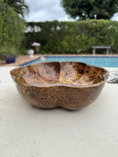 Vintage Thailand Mango Wood Thai Flower Shaped 10” Bowl - Well Equipped Kitchen