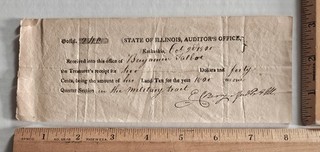 1820 Kaskaskia Illinois Tax Receipt E.C. Berry Signed/State Capital/ Vandalia