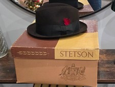 Vintage 1940s Stetson Royal Fedora Hat Sz 7 1/8" Brown USA Felt w/ Original Box