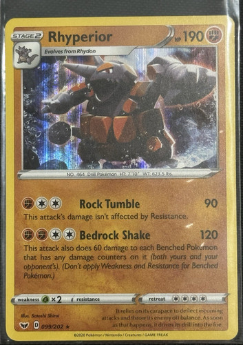 The Pokémon Company Rhyperior 099/202 Sword & Shield Holo Rare Stage 2 190 HP EN - Picture 1 of 2