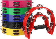 6 Pack Double Row Tambourine   9.06 Inch Professional Handheld Tambourine 20 Met