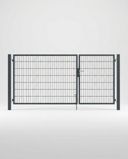 Doppeltor Doppelstabmattenzaun 2flg Breite 3,0m anthrazit Gartentor 80mm Pfosten