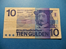 1968 Netherlands 10 GULDEN Banknote - VF 25