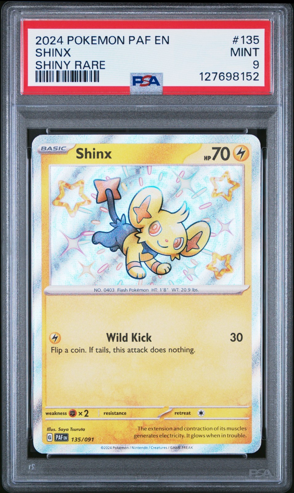 2024 Pokemon -Shinx 135/091 SV: Paldean Fates Shiny Rare - PSA 9