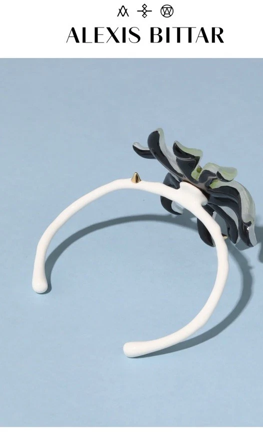 Brazalete Flor Lucita 100% Auténtico Alexis Bittar Blanco/Amarillo Neón Foto 3 de 4