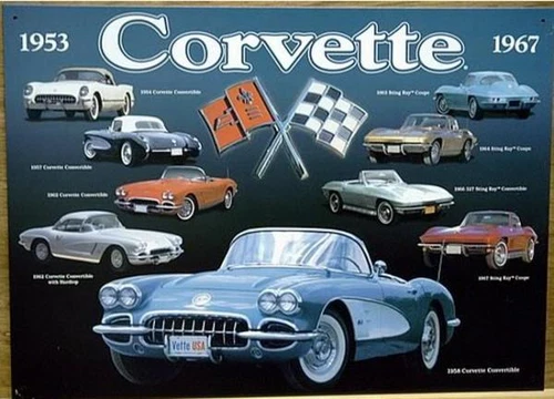 Vintage Replica Tin Metal Sign Corvette Convertible Sting Ray Coupe chevy 96660