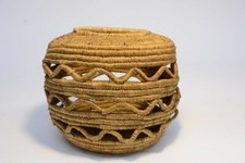 Antique Eskimo Open Work Coiled Basket