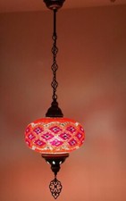 Turkish Moroccan Large Glass Mosaic Hanging Lamp Ceiling Light Chandelier