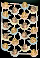 VICTORIAN SMALL PASTEL ANGELS DIE CUT PAPER SCRAPS ef7398 GERMANY