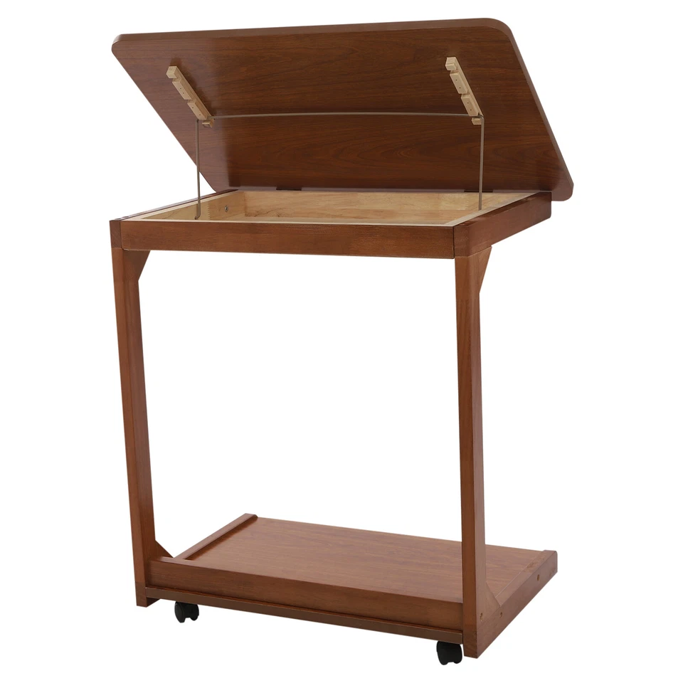 C Shaped Side Table 25'' H Durable Laptop End Table w/ 4 Wheels Adjustable Angle - Image 4 of 4