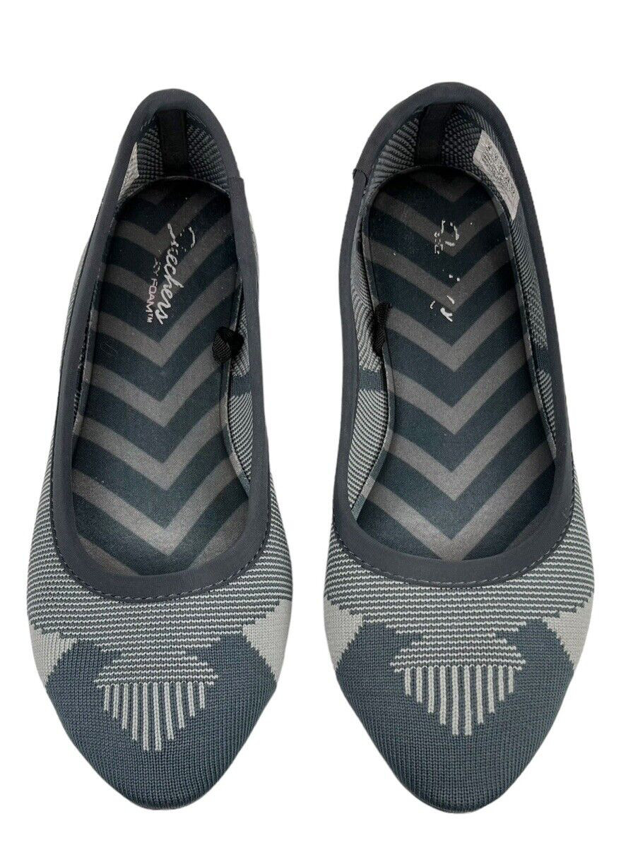 Skechers Cleo Wham Ballet Flat Women Blue Gray Knitted Casual