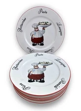 SET (7) Emerald ITALIAN CHEF 10.5" Dinner Plates Stoneware Pasta Lasagna Ravioli