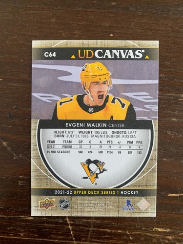 2021-22 Upper Deck Canvas #C64 Evgeni Malkin - Pittsburgh Penguins - Picture 2 of 2