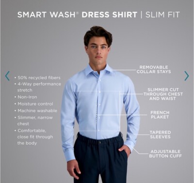 haggar dress shirts slim fit Haggar Premium Comfort Slim Fit Men's Button Down Dress Shirt main image 1