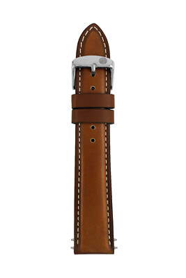 Zeppelin Uhren Lederarmband Braunton cognac weißer Naht 20 mm Dornschließe