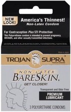 trojan supra non lubricated Trojan Supra Condoms Lubricated Microsheer Polyurethane 3 Each for sale  online