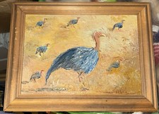 The Guinea Fowl Dance Kenya Rosie Selbie Original Painting 1993 Handmade Vintage