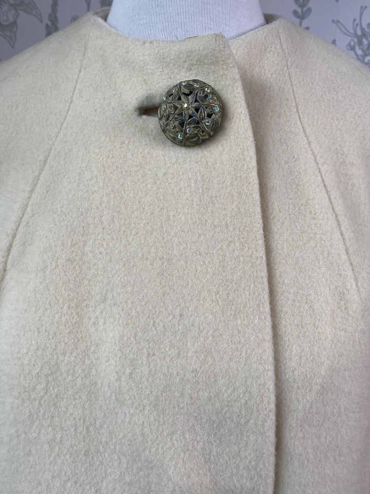 Botones de cristal CFC de lana crema vintage años 60 talla mediana manga 3/4 Foto 4 de 4