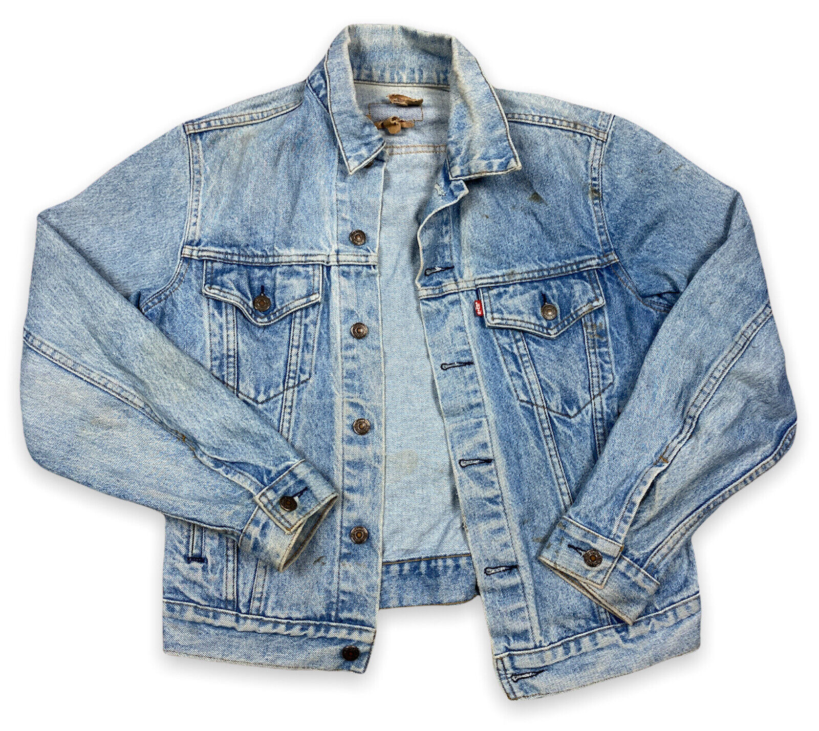 Vintage 90s Levis Denim Trucker Jacket Faded Stonewash USA Western Mens  Small | eBay