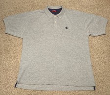 Champion Men s L Embroidered Logo Authentic Cotton Pique Golf Polo Shirt Solid
