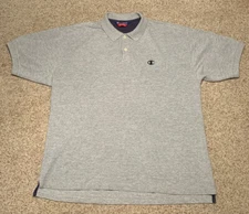 Champion Men’s L Embroidered Logo Authentic Cotton Pique Golf Polo Shirt Solid