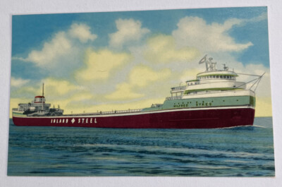 Vintage Postcard ~ SS Wilfred Sykes Inland Steel Fleet Flagship, Lake Superior