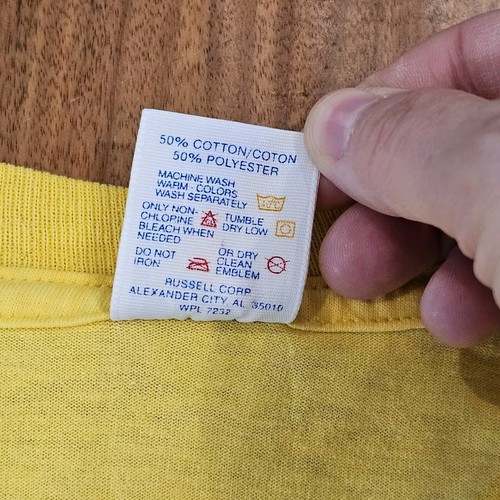 Vintage 90s Womens XL Tshirt Fringe Yellow Patch Hot Air Balloon Embellished Top - Picture 11 of 12