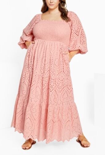CITY CHIC Brodie Maxi Dress in Peach Plus Size XS/14 NWOT [RRP $149.95] - Picture 1 of 7